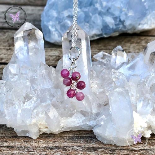 Pink Tourmaline Cluster October Birthstone Necklace